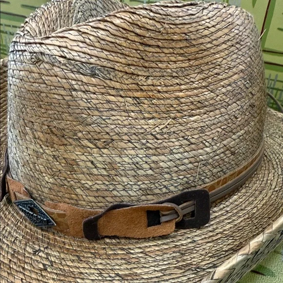 Stetson brand Brown Straw Cowboy Hat with Leather Band size medium - Picture 7 of 8